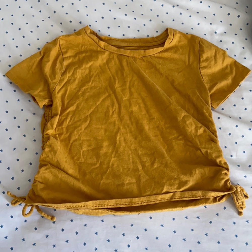 girls mustard yellow cinch side top